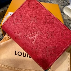 Designer inspired red monogram zippy wallet